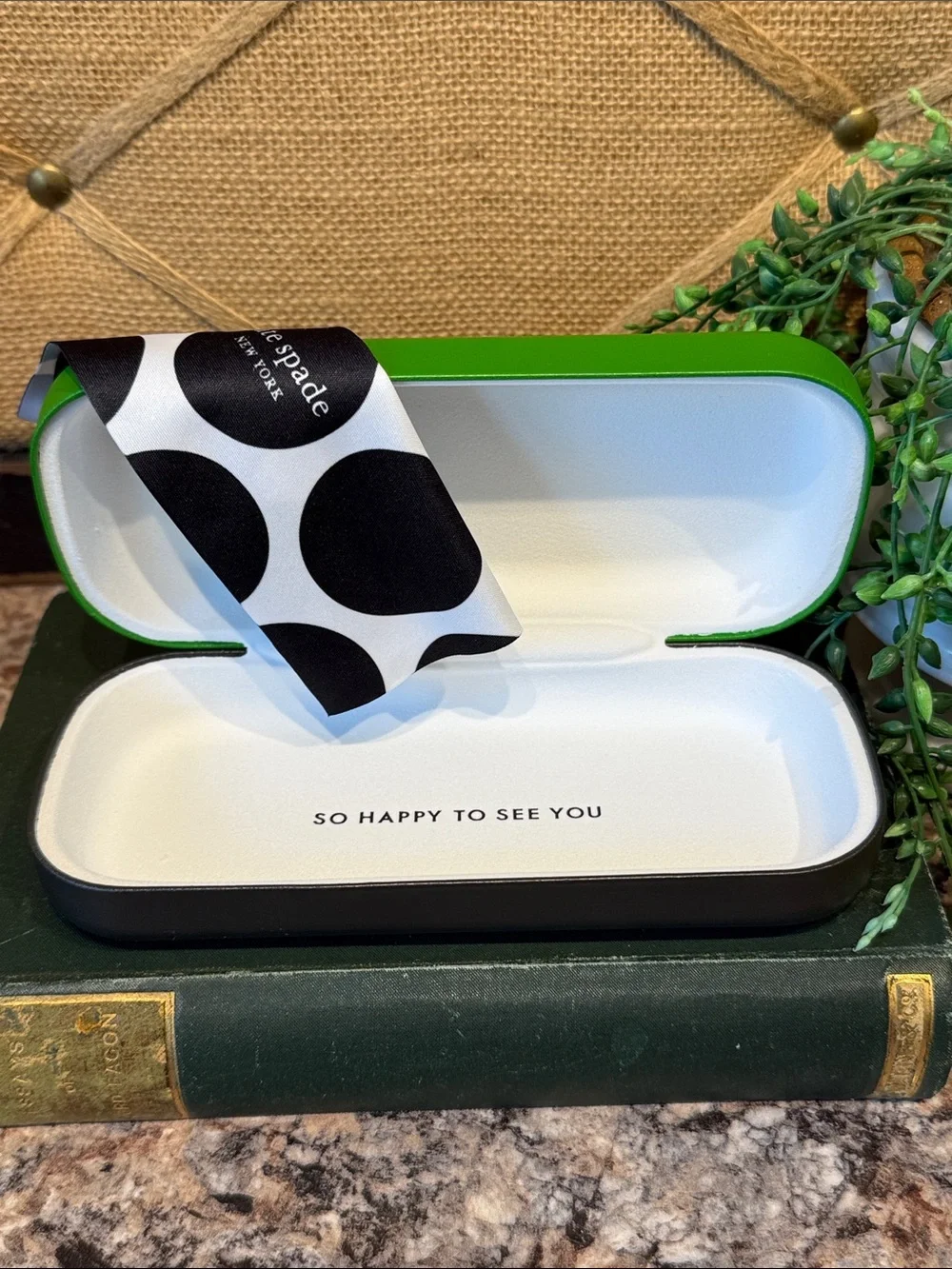 kate spade Green and Black Hard Eyeglass Case
